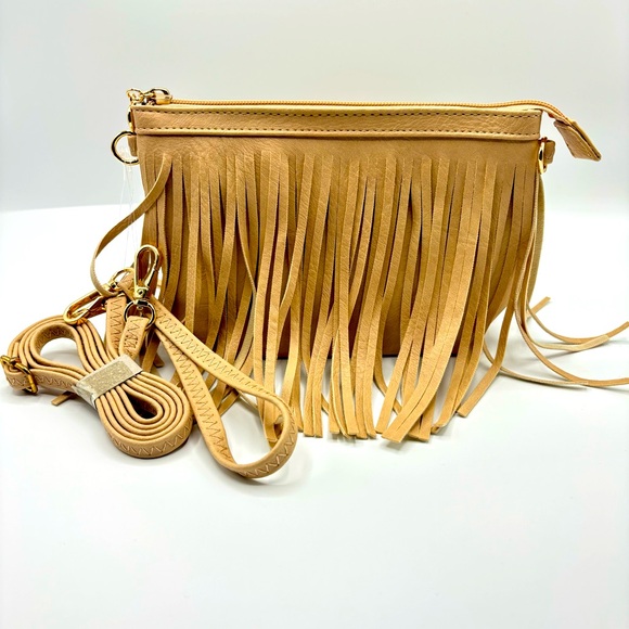 Handbags - FashionPuzzle Small Fringe Crossbody Bag with Wrist Strap
